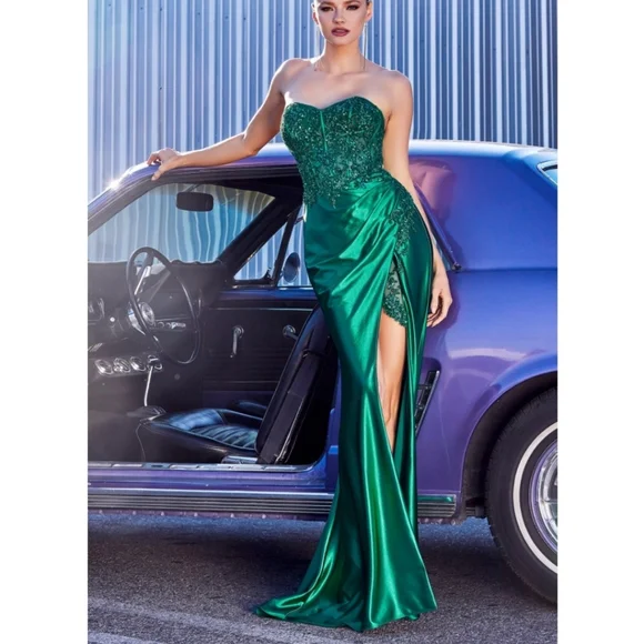 Champagne Gold Fitted Sheath Floor Length Evening Dress